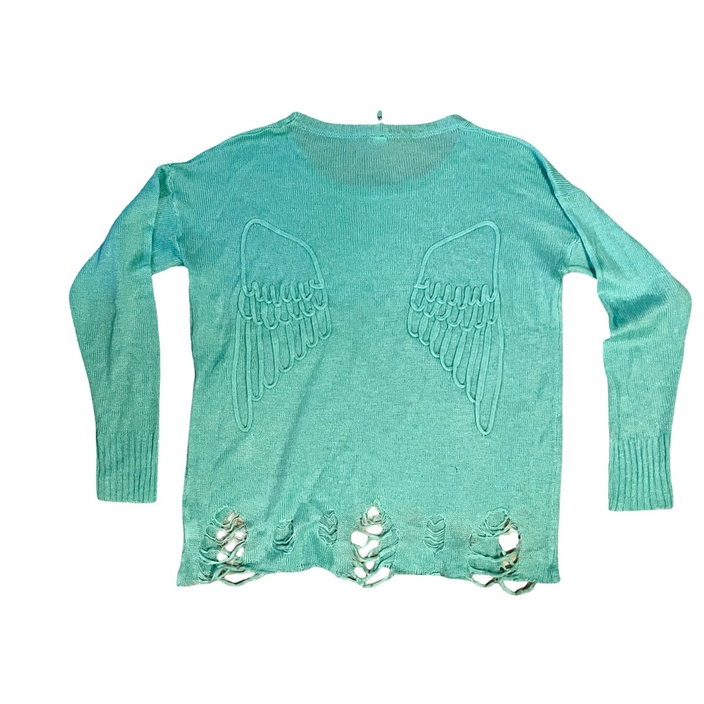 NWOT | Distressed Angel Wing Sweater